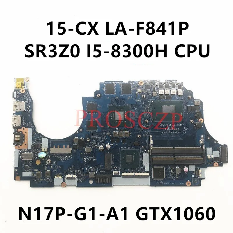 

LA-F841P High Quality Mainboard For HP 15-CX Laptop Motherboard With SR3Z0 I5-8300H CPU N17P-G1-A1 GTX1060 DDR4 100% Full Tested