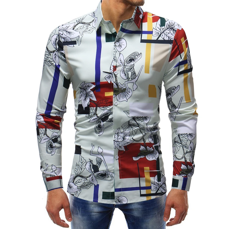 

2022 Mens Casual Shirts Spring New Arrival Flower Print Long Sleeve Shirts Male Fashion Plus Size Beach Holiday Shirts 5XL