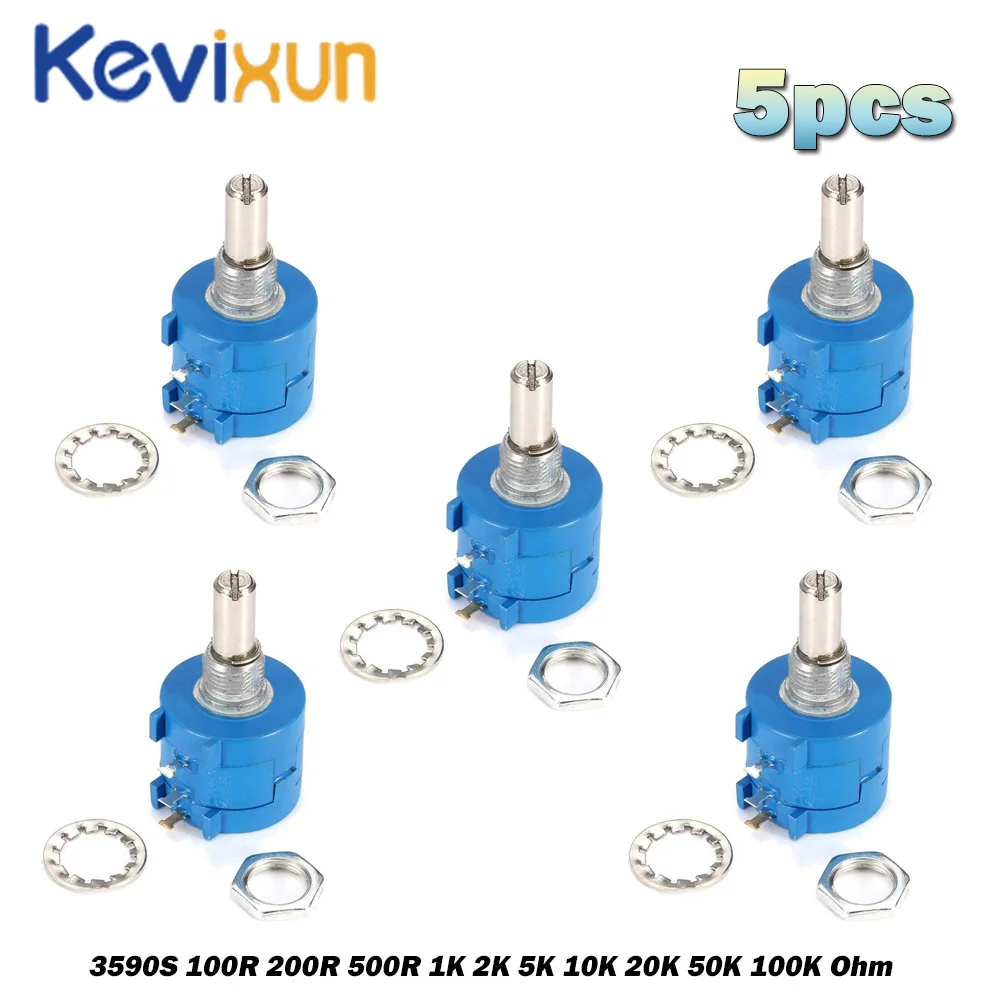 

5pcs 3590S-2-103L 3590S 500R 1K 2K 5K 10K 20K 50K 100K Ohm Precision Multiturn Potentiometer 10-Turns Rotary Adjustable Resistor