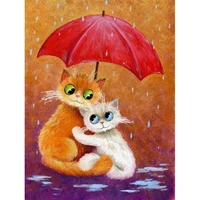 5d diamond painting full drill umbrella cat in the rain by number kits diy diamond set arts craft decorations 00895