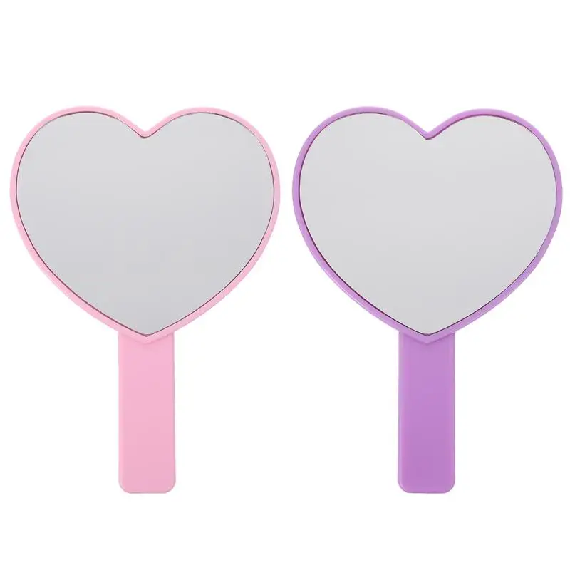 2 Pcs Heart-Shaped Handheld Makeup Mirror Portable Compact Heart Cosmetic Vanity |