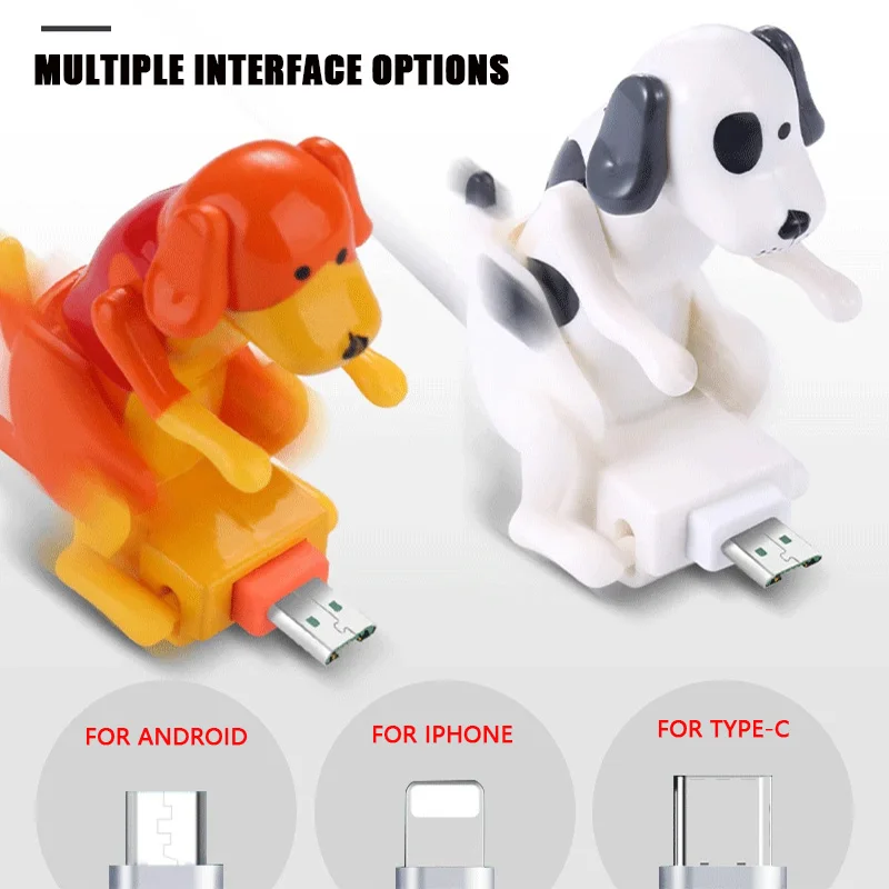 

USB Cable Funny Hump Dog Fast Charger Cable Portable Stray Dog Charging cable Prank Toy Cute Data Cable for iPhone Android TypeC