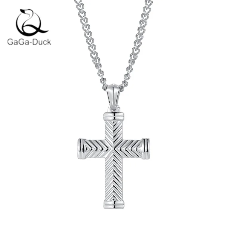 

New Simple Retro Hip-hop Cross Street Classic Stainless Steel Poplar Temperament Pendant Necklaces TGN006