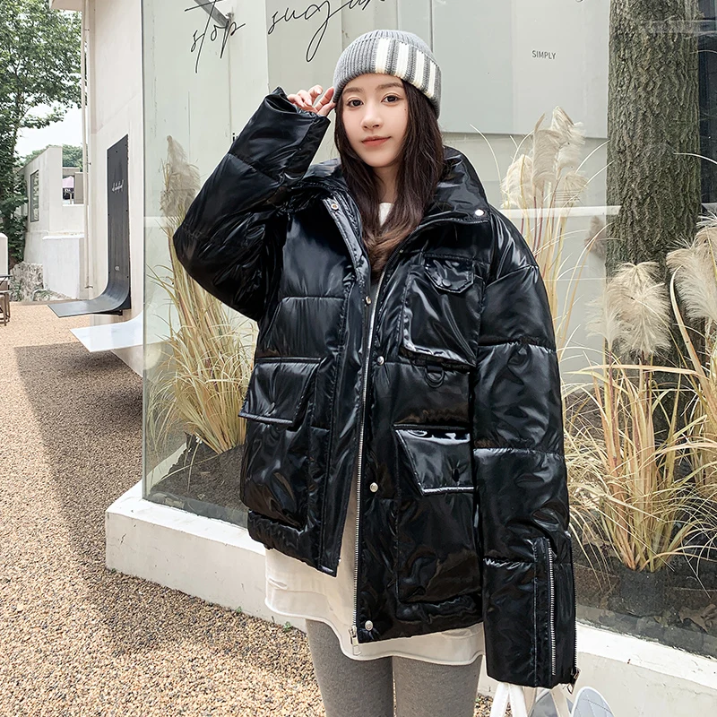 2022 New Puffer Winter Down Loose Jacket Women Thick Coat Woman Shining Quicksand Parkas Warm Female Cotton Padded Clothes