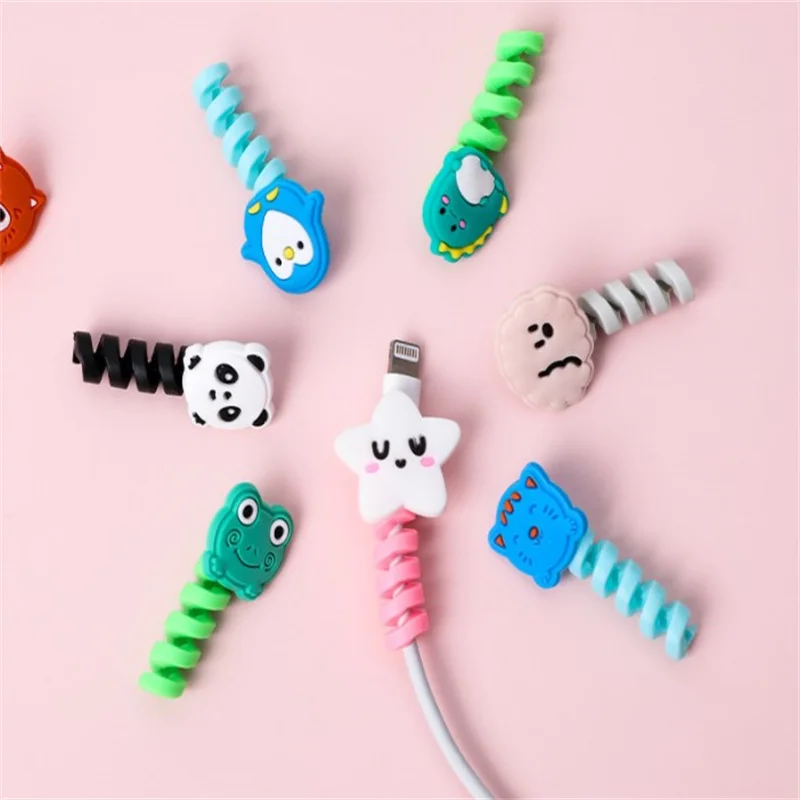 

1pc Spiral USB Protector Cartoon Charging Cable Saver Silicone Bobbin Winder For Cell Phone