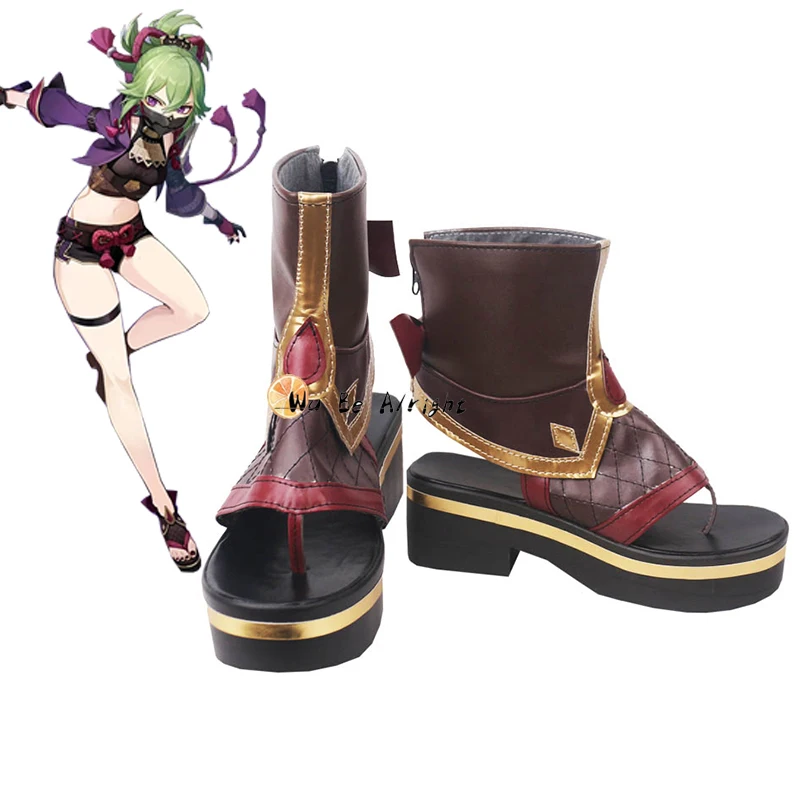 

Game Genshin Impact Kuki Shinobu Cosplay Shoes Boots Suit Sexy Gorgeous Uniform Cosplay Costume Wigs Halloween Party Accessories