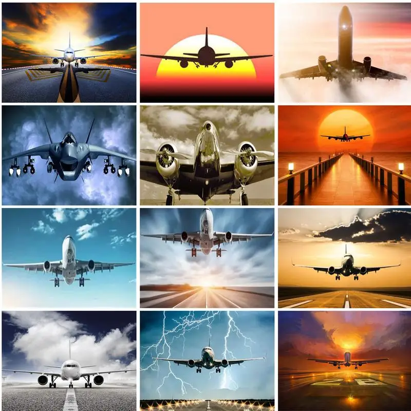 

GATYZTORY Paint By Numbers Airplane Hand Painted Paintings Art Gift DIY Pictures By Number Landscape Kits Drawing On Canvas Home