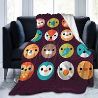 cute cartoon animal expressions fluffy anti pilling flannel throw blankets used for heating and decoration of sofa and sofa