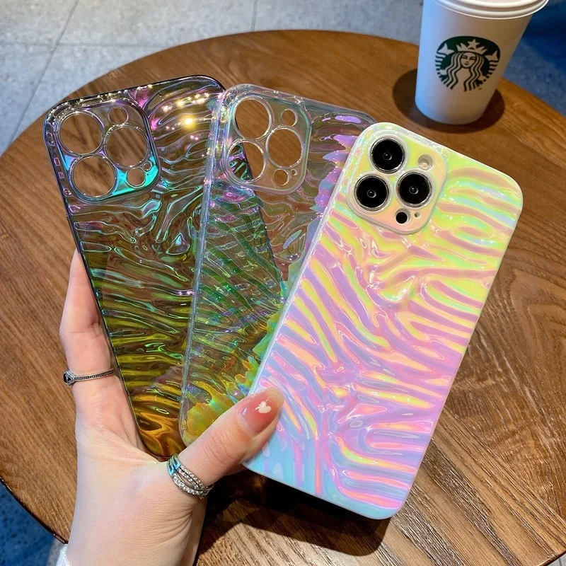 

Подходит для iphone13, волнистый разноцветный чехол, Новый Apple 12, трендовый Тонкий чехол с отверстиями, полный комплект из 11 мягких резиновых защ...