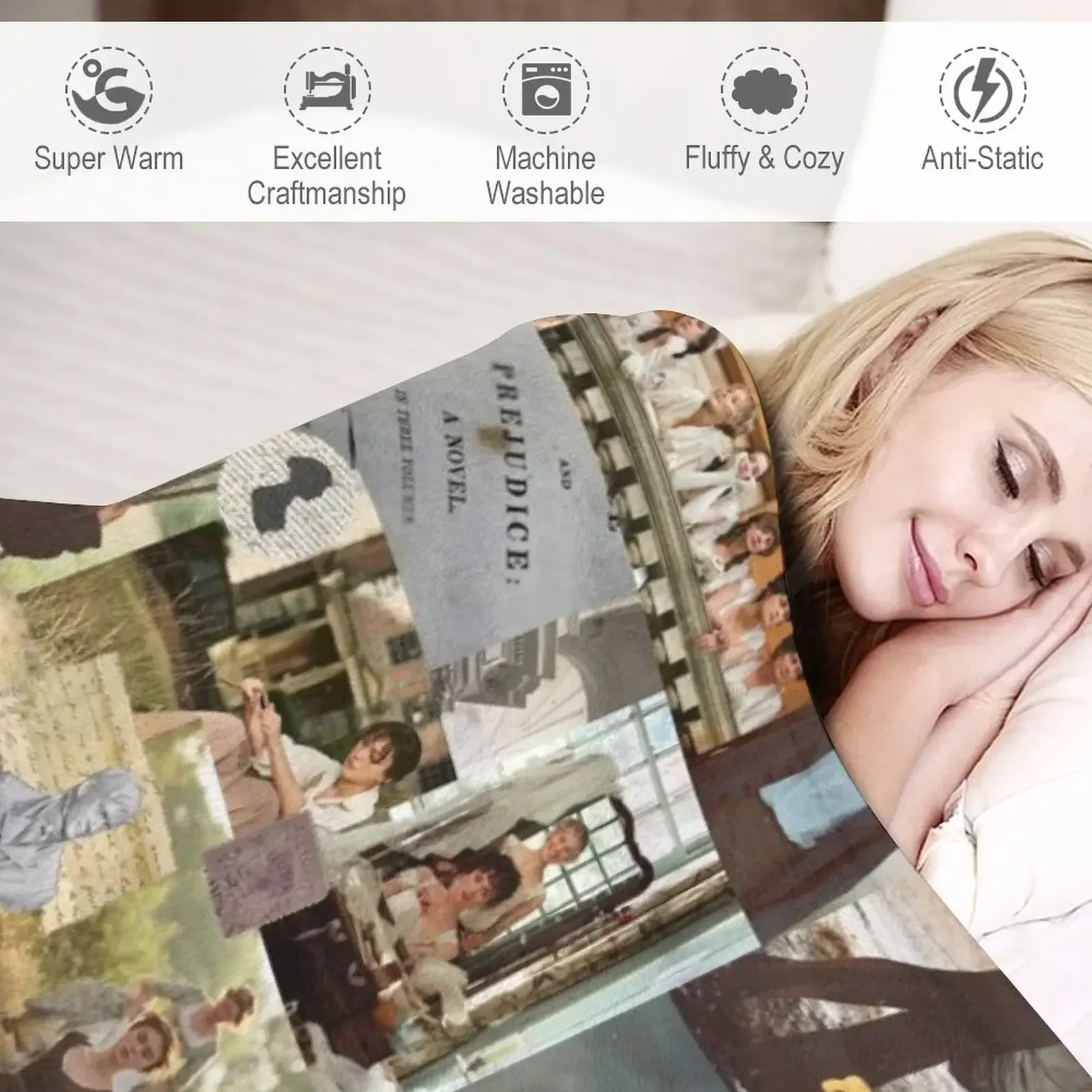 Одеяло с коллажем Гордость и предубеждение декоративное теплое тонкое покрывало