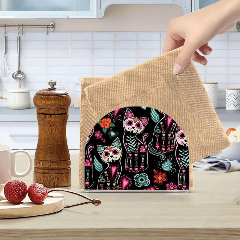

Acrylic Napkin Holder Multifunctional Acrylic Tissue Box Organizer Decor Portable Skull Cat Paper Towel Dispenser For Kitchen