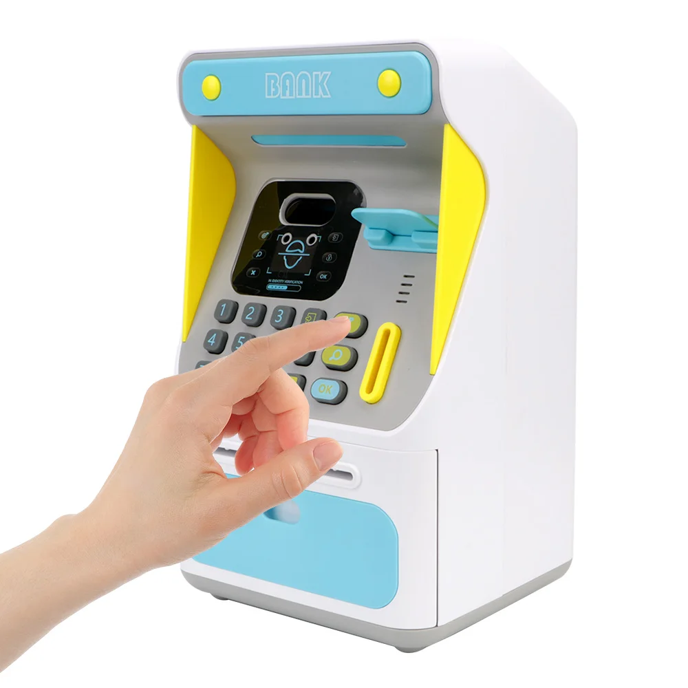 

ATM Piggy Bank For Banknotes Electronic Auto Scroll Paper Money Boxes Gift For Kids Cash Box Simulated Face Recognition Machine