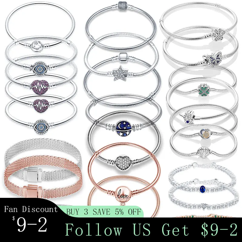 

New in 100% 925 Sterling Silver Zircon Lucky Symbol Feather Bracelet Fit 925 Original Charm chain Beads Fine Fashion Diy Jewelry