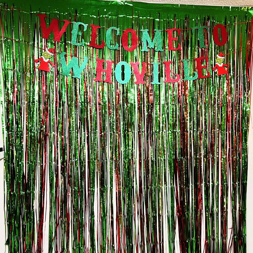 2/4 упаковки фольгированные шторы с бахромой для рождественских украшений