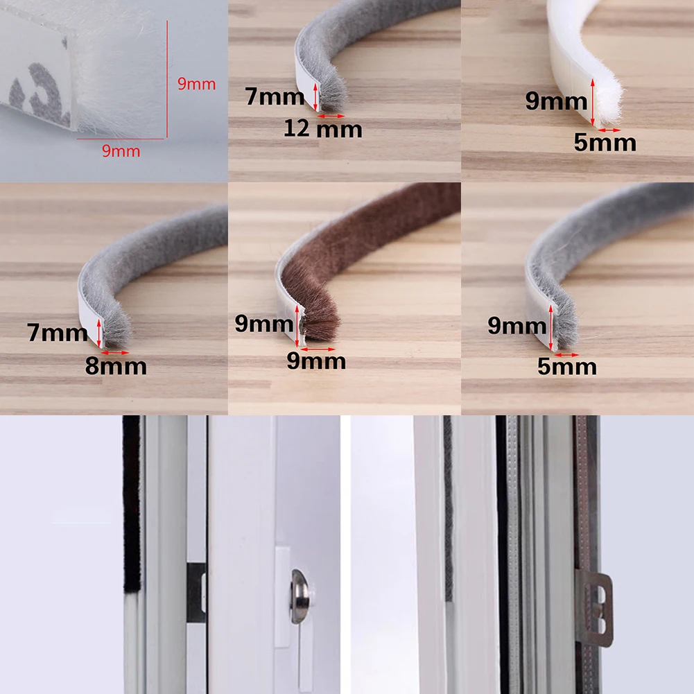 

5M Self Adhesive Seal Strip Door Draught Excluder Window Pile Seal Film Door Brush Swal Weather Strip For Door Protector Strip
