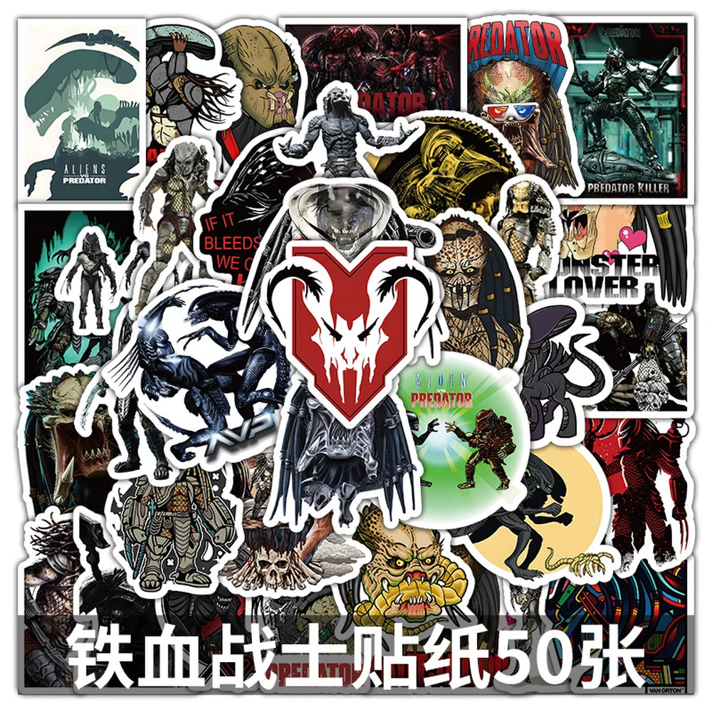 

10/50Pcs Pack Cool Predator Anime Stickers Waterproof DIY Laptop Skateboard Luggage Cartoon Stickers Toy Decal For Children