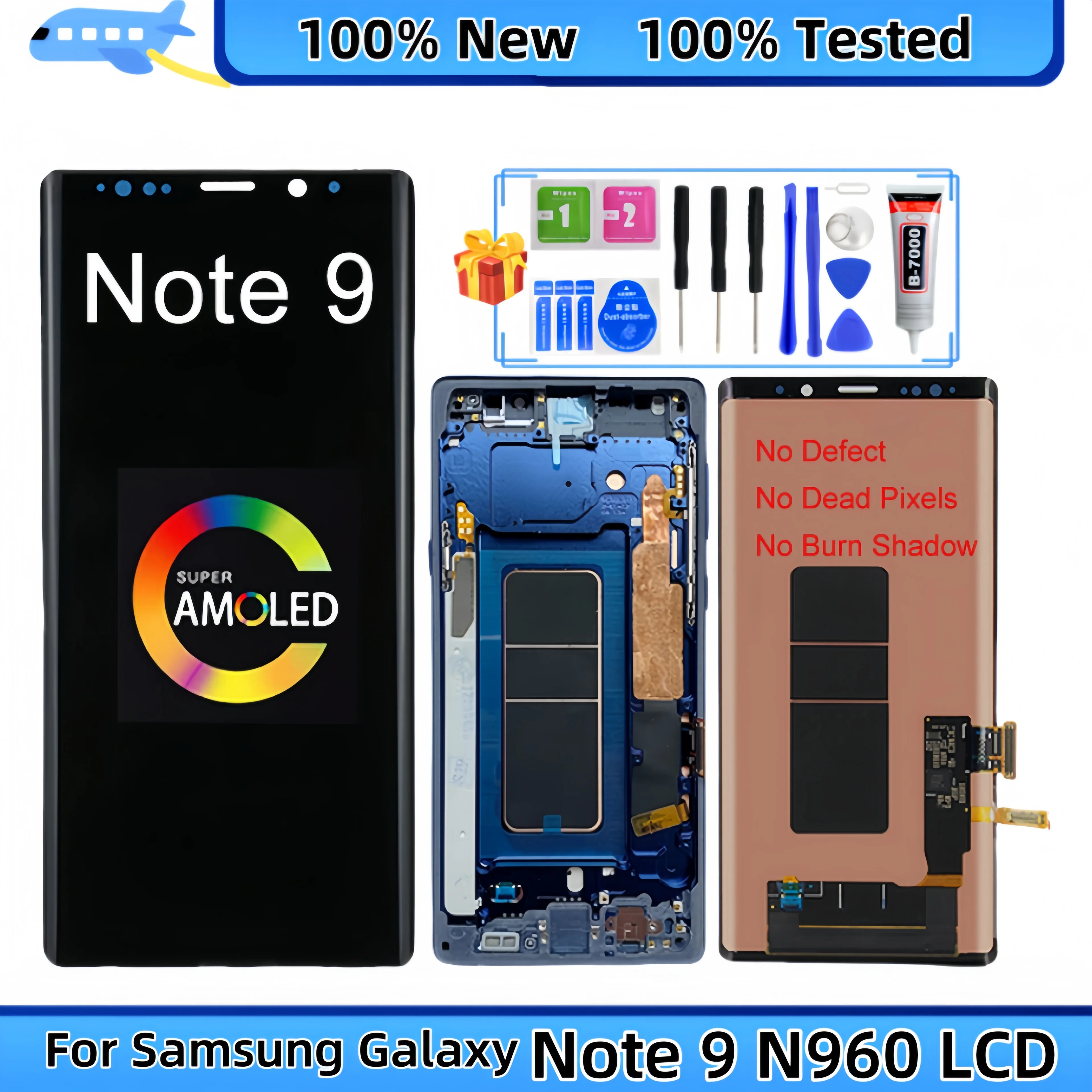 Замена дигитайзера сенсорного экрана ЖК-дисплея в сборе Samsung Galaxy Note 9 N960 SM-N960F N9600