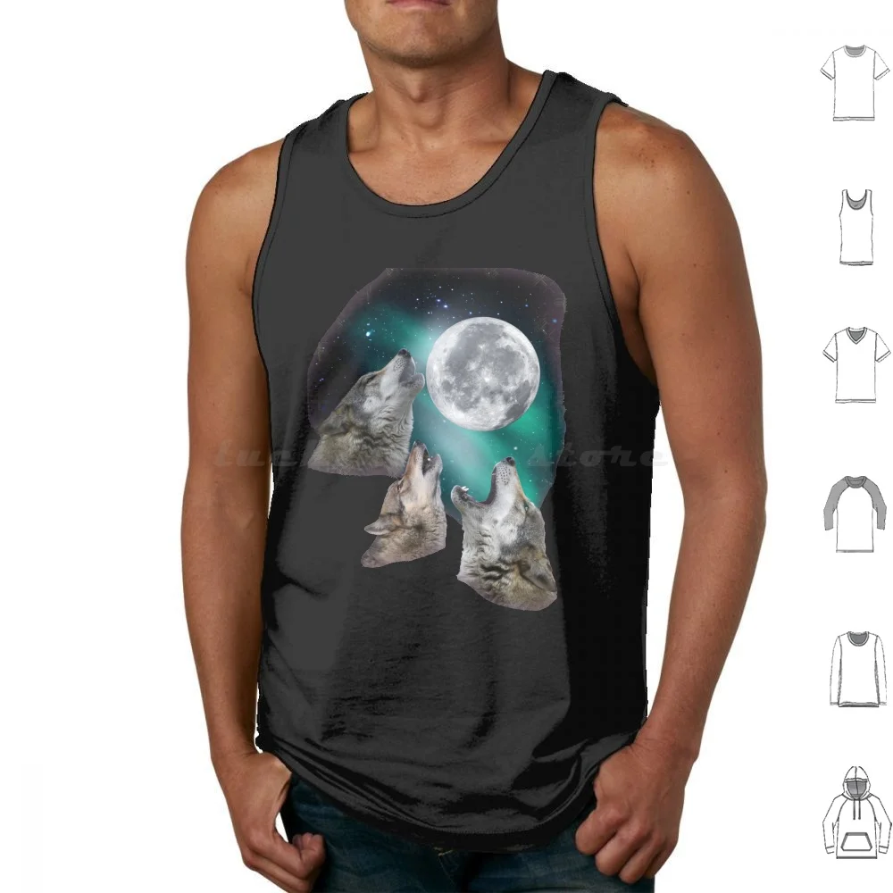 

Three Wolves Howling In Moonlight Tank Tops Vest Sleeveless Wolf Wolves Howling Moon Nature Night Wildlife Wilderness Howl