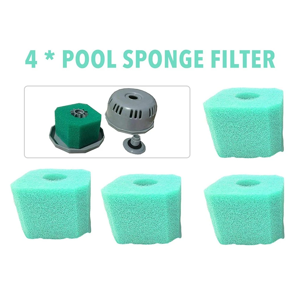 

4Pcs Foam Filters Hot Tub Spa Reusable Washable Sponge Replacement for V1 S1 Practical Durable Green