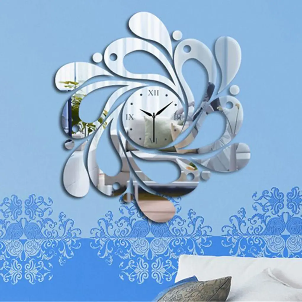 Художественные Переводные картинки 3D зеркальные настенные часы Набор наклеек