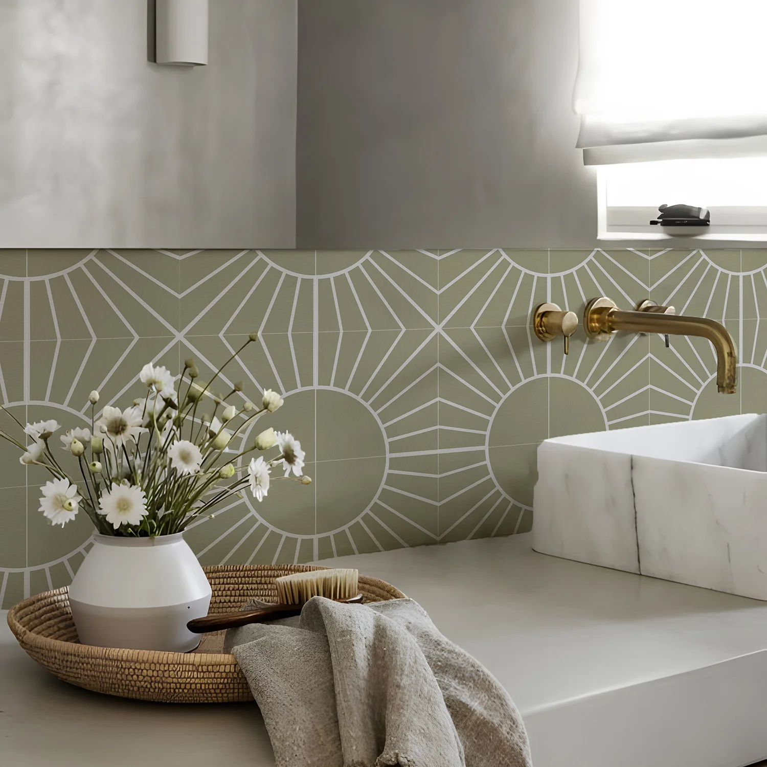 Водостойкая настенная водостойкая клейкая плитка с цветочным рисунком