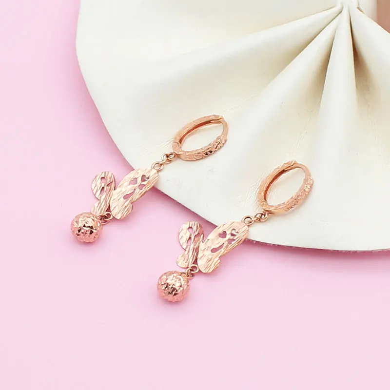 585 purple gold light luxury butterfly tassel earrings for women14k rose romantic hollow design exquisite wedding jewelry