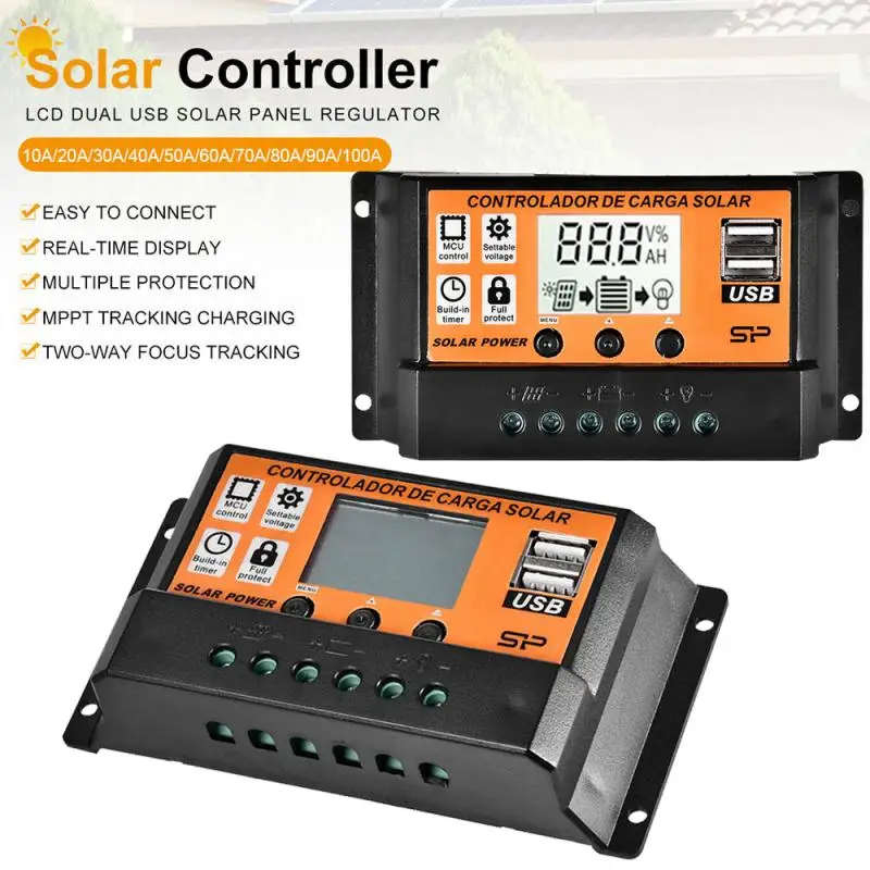 

10A/20A/30A/40A/70A/100A Solar Charger Controller Automatic Solar Panel System USB LCD PWM Battery Regulator Charging Controller