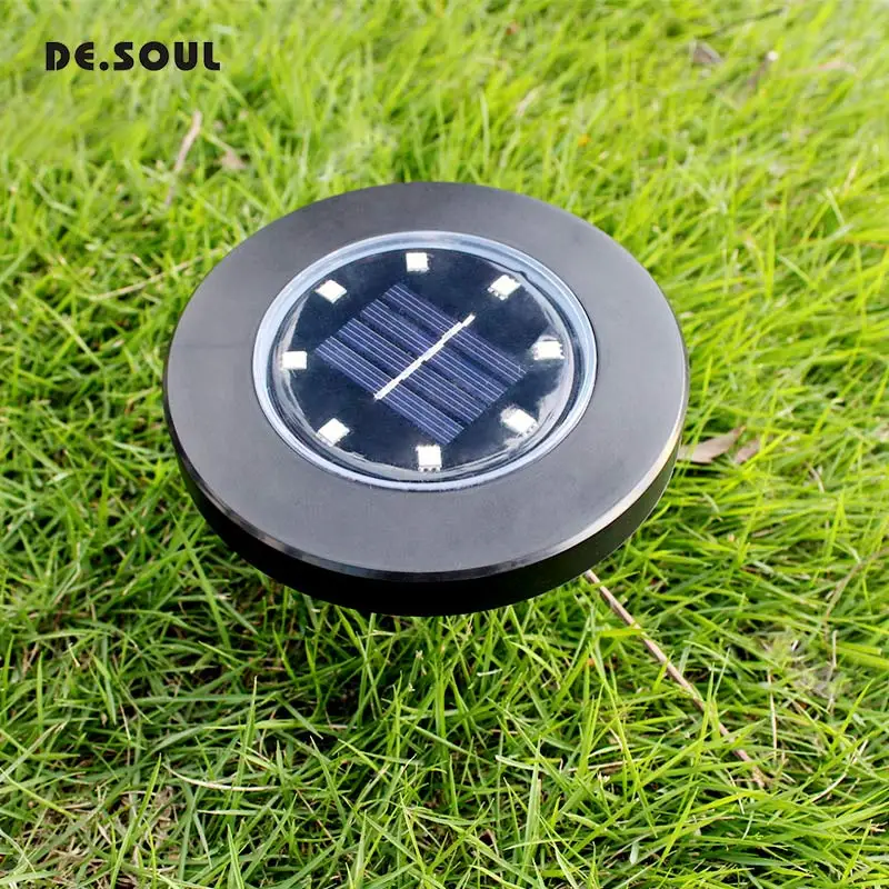 DE.SOUL Solar Powered Ground Light Outdoor Waterproof 8LED Solar Lamp Path Lawn Floor Lighting for Gardens Home Yard Driveway