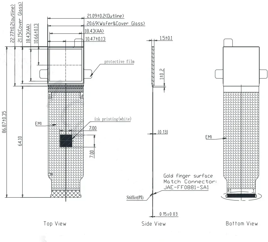Модуль дисплея SeeYA SY103WAM01 1 дюйм 3000 нит 2560x2560 I2C MIPI Micro OLED для умных очков AR, HMD, HUD, дополненной реальности (art.: 3920db75a549f) - 3920db75a549f