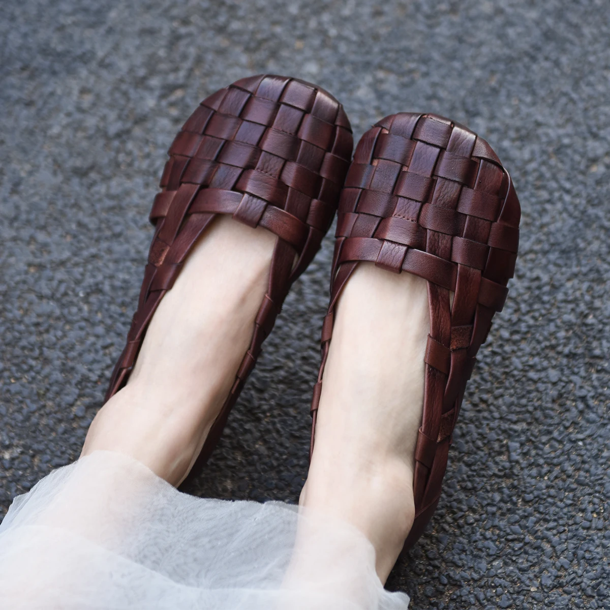 Женские босоножки с мягкой подошвой Artmu тканые туфли без каблуков роскошные из