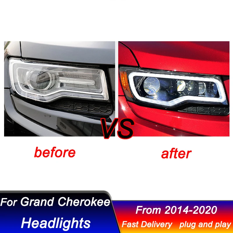 Автомобильные светодиодные фары для Jeep Grand Cherokee 2014-2020 новый стиль полностью DRL