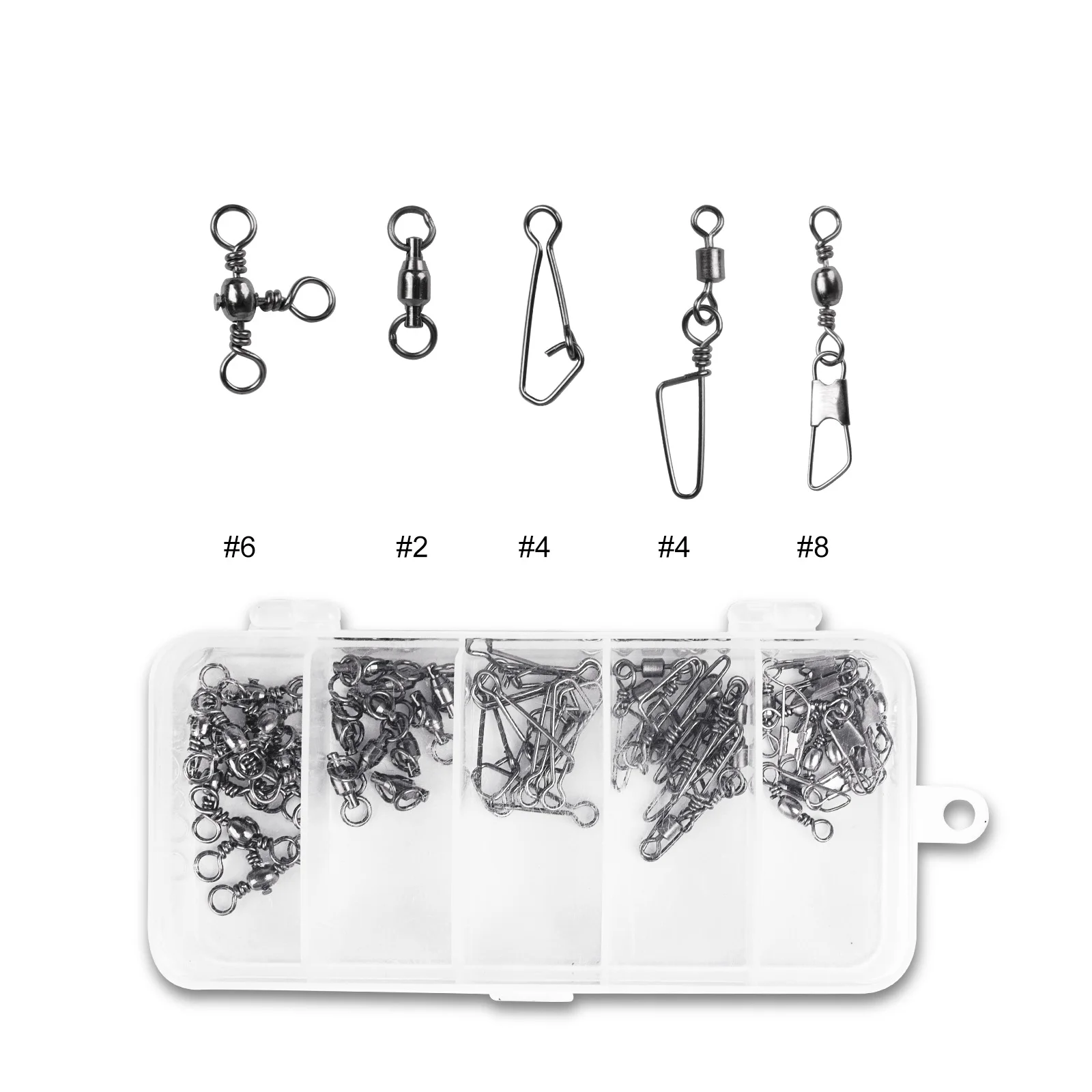 

50pcs Fishing Swivels Saltwater 3 Way Barrel Swivel Rolling Swivel Costlock Snap High Strength Stainless Steel Trolling Casting