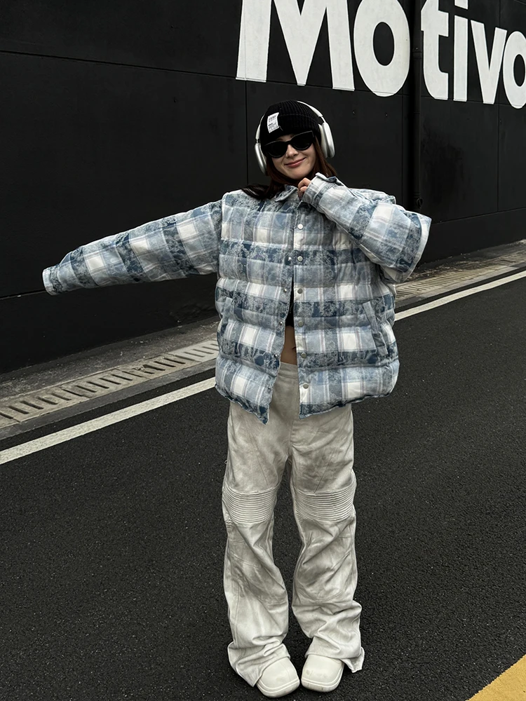 A God Is Not in New York Зимняя цветущая фланелевая клетчатая утолщенная куртка на