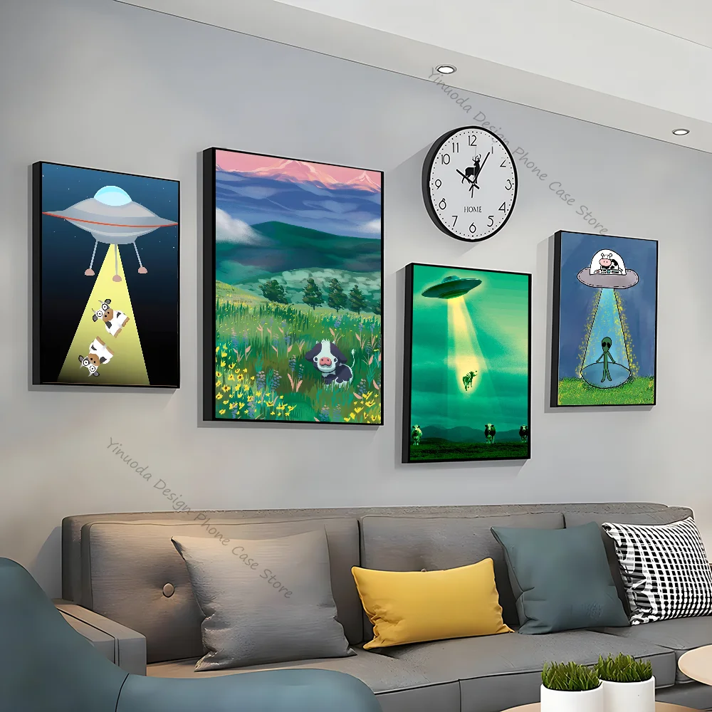 Moo Invader Cow Art Poster Высококачественный Винтажный Принт Для Домашнего Бара Кафе