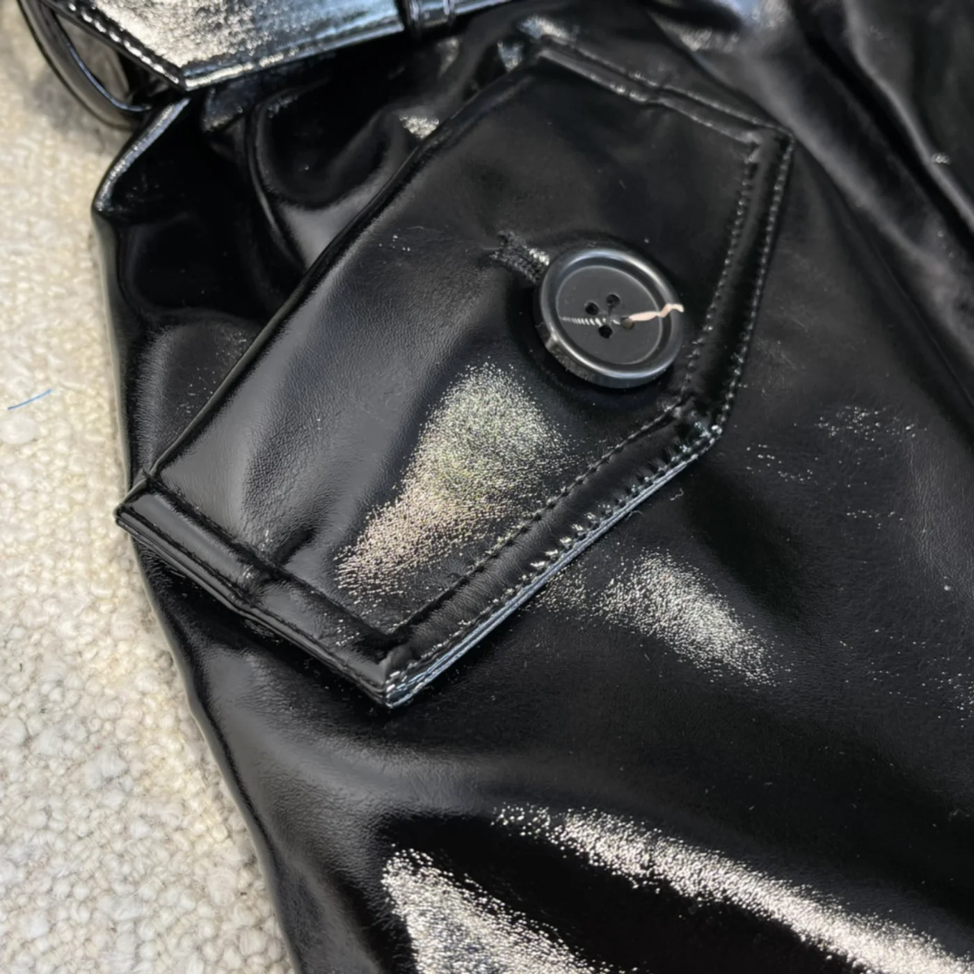 Luxury Style Faux Leather Women Jacket 2022 Autumn Winter New Arrival Top Quality Black Long Sleeve PU Coat with Fur Collar