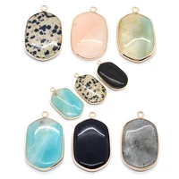 natural stone necklace pendants geometric shape agate crystal fashion charms for diy earrings wedding accessories quartz charms