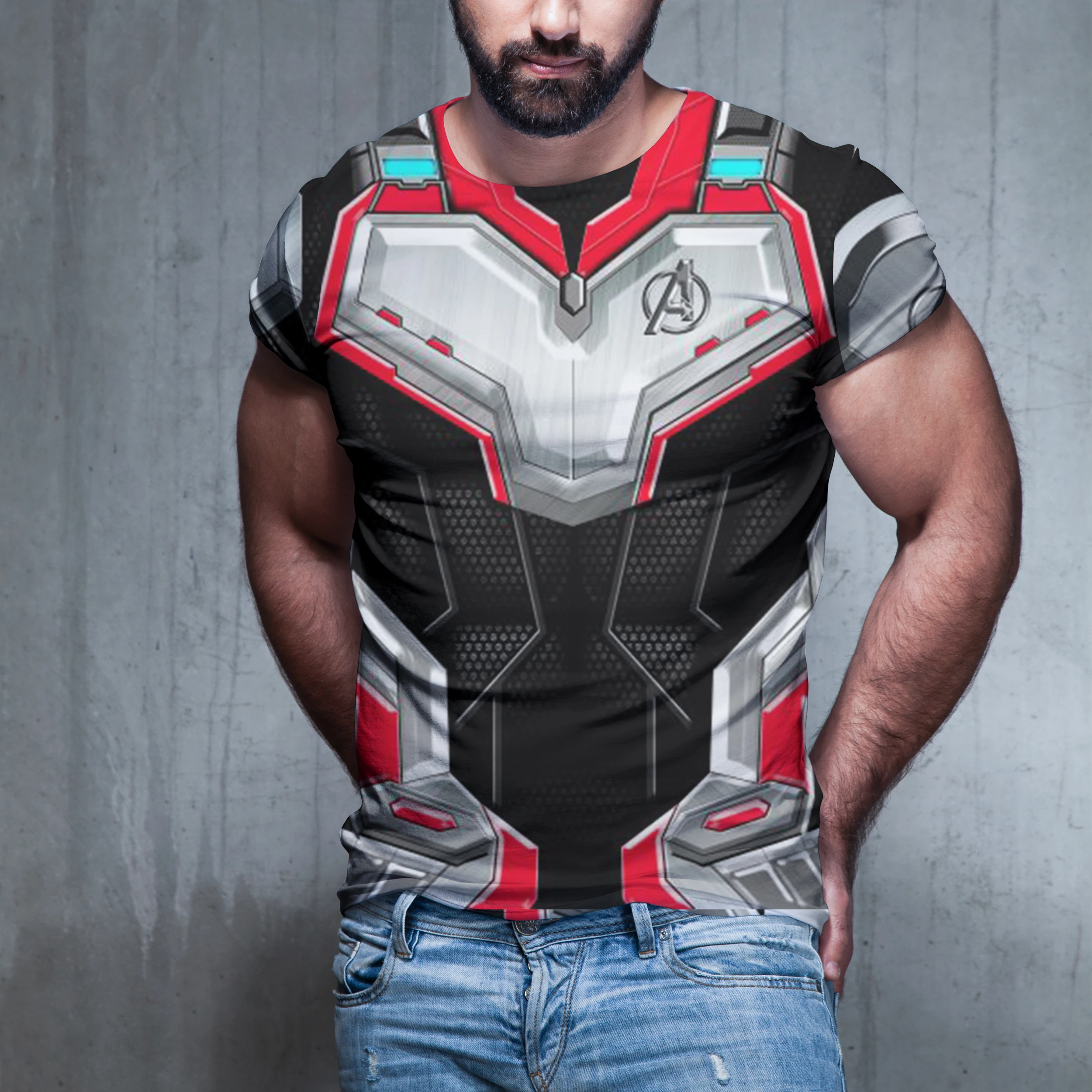 

Футболка мужская компрессионная с коротким рукавом и 3D-принтом супергероя