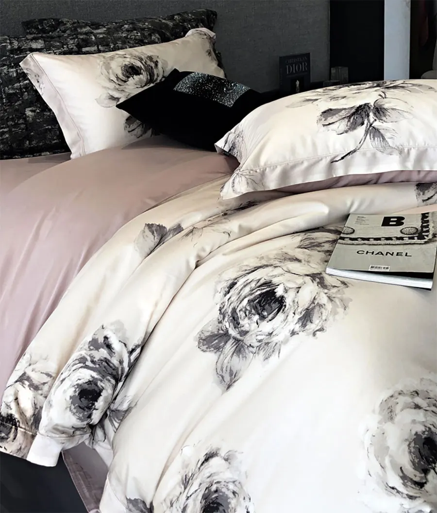 Набор постельного белья из тенселя и хлопка NoEnName_Null полный размер