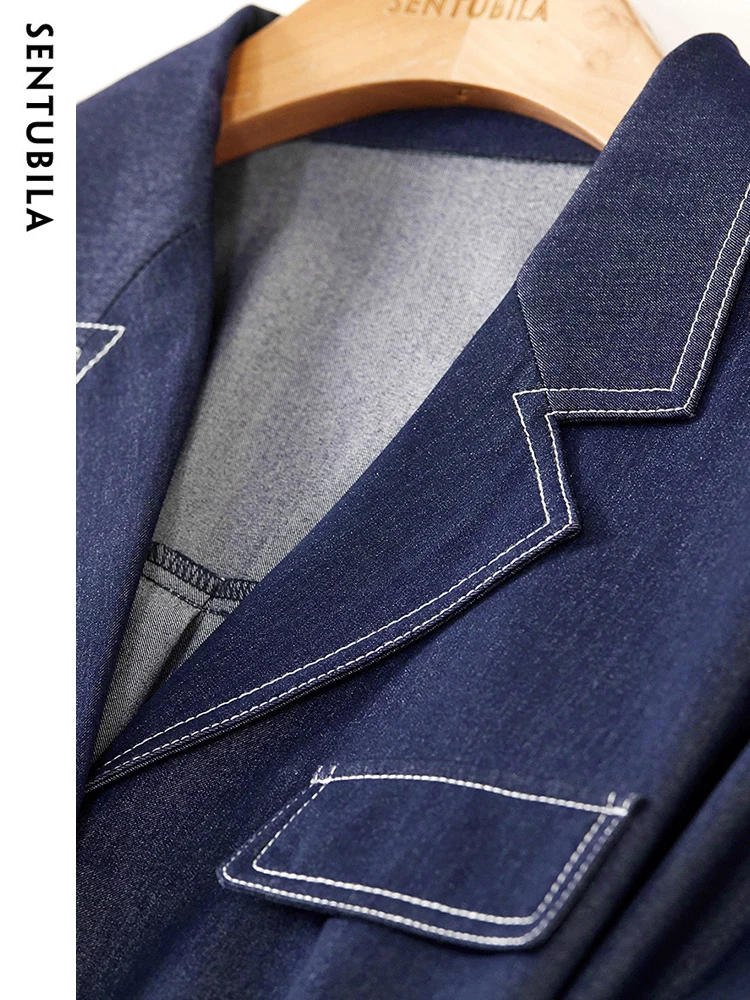 Женское джинсовое платье с поясом Sentubila