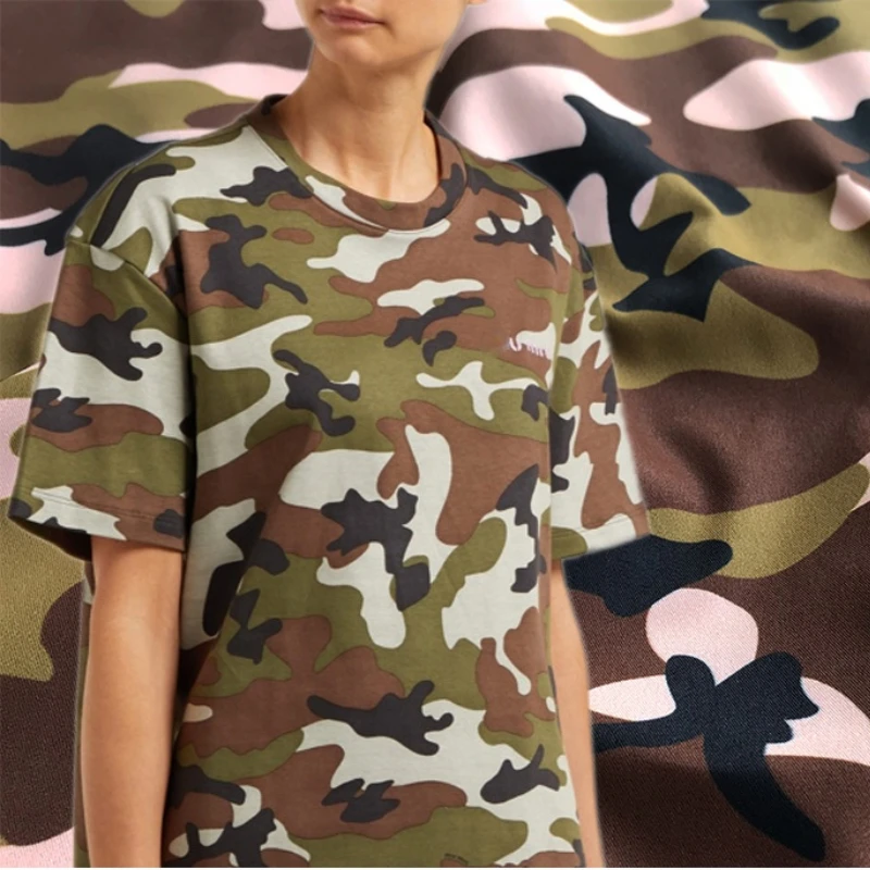 

Army Green Camouflage Printed Polyester Fabric Cloth Brand Fashion Design for Shirt Dress DIY Military Uniform Fabrics by Meter