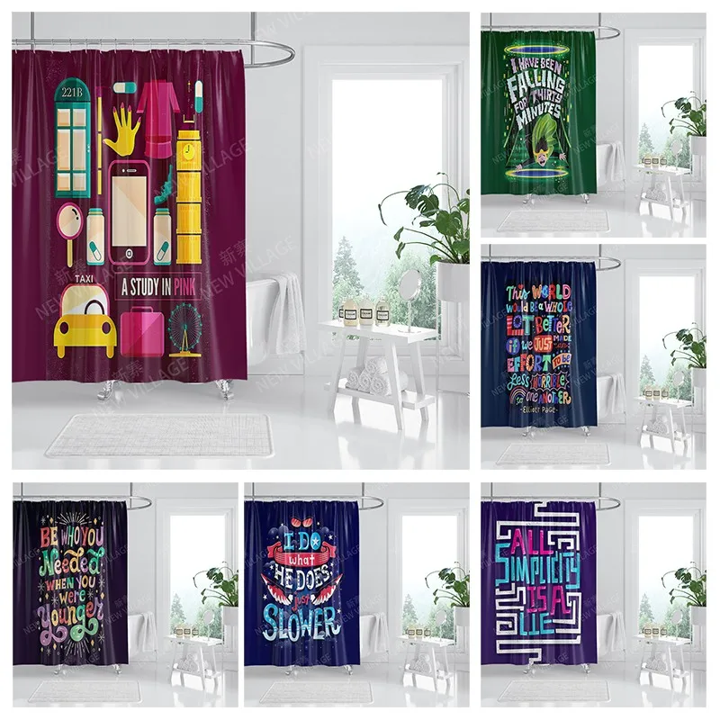 

Waterproof fabric shower curtains Bathroom curtain accessories Bath curtain for shower 180x200cm 240*200 anime boho decoration