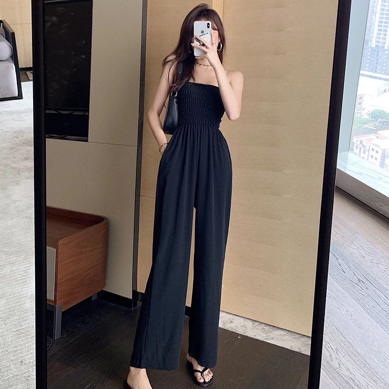 

Women 2022 Summer Sexy Strapless Slim Jumpsuits New Female Elegant Sleeveless Rompers Office Lady Casual Playsuit Overalls P50
