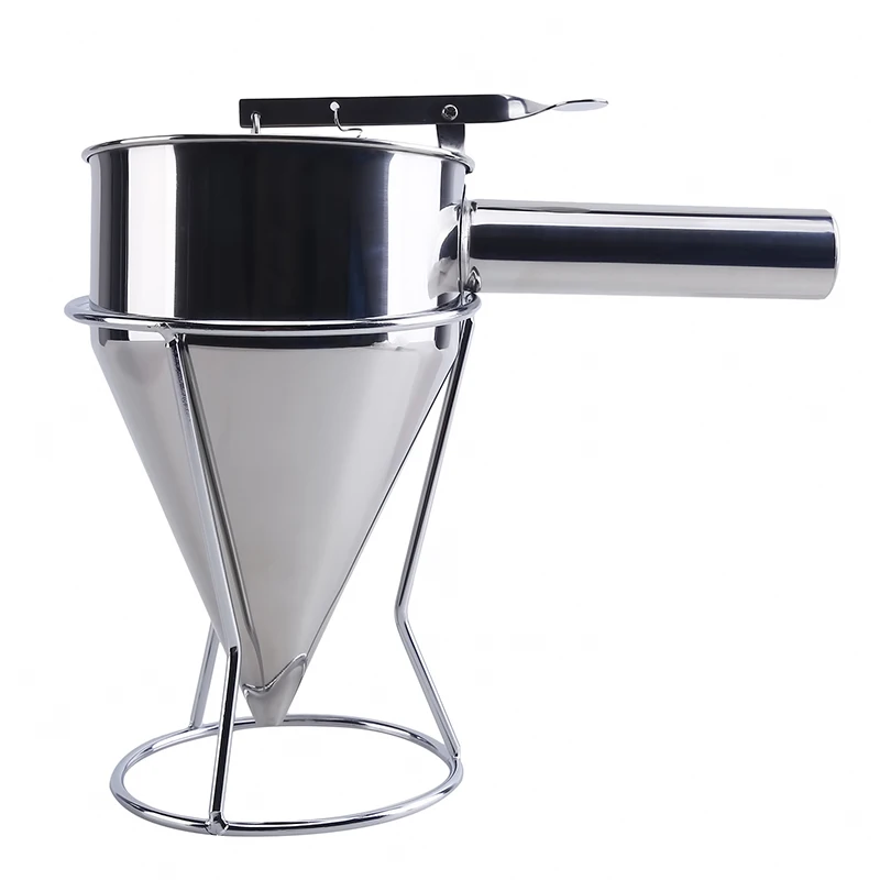 

Stainless Steel Takoyaki Piston Funnel With Support Sauce Cream Dosing Funnel Sauce Kitchen Appliance For Taiyaki Waffle Making