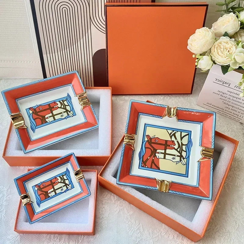 Роскошная решетка в европейском стиле модная керамическая пепельница для сигар