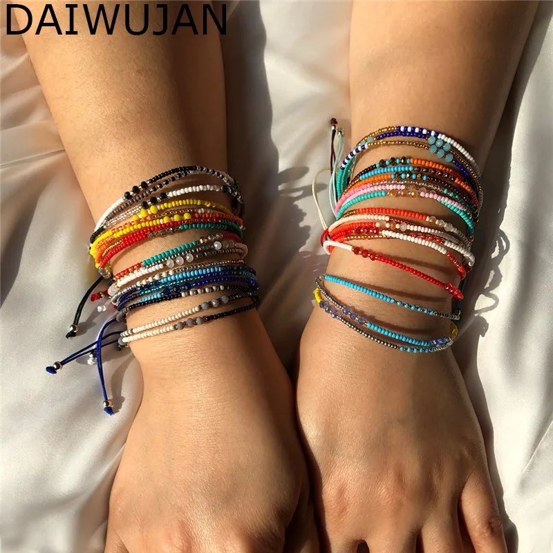 

Bohemian Multilayer Colorful Acrylic Hand Beaded Bracelet For Women Banquet Boho Braided Rope Friendship Bracelet Accessories