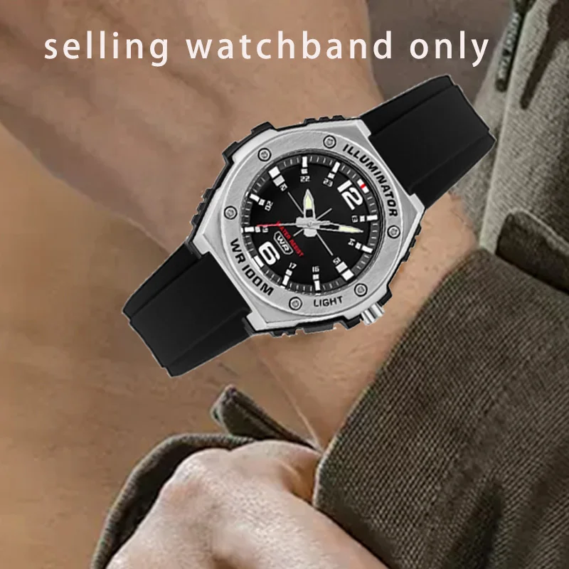 Силиконовый браслет для Casio MWA-100H MWD-100H series модифицированный водонепроницаемый