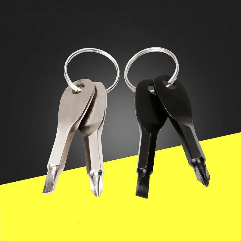 

1 Set Creative Flat Head Crosshead Screwdrivers Keychain Stainless Steel Mini EDC Portable Repair Screw Driver Pocket Tools