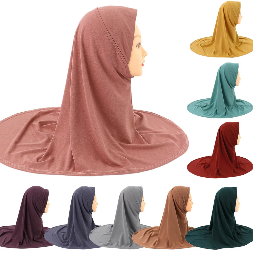 

Muslim Kids Girl Hijab Pull On Instant Scarf Full Cover One Piece Underscarf Wrap Headwear Islam Arab Prayer Ramadan Burqa 5-12Y