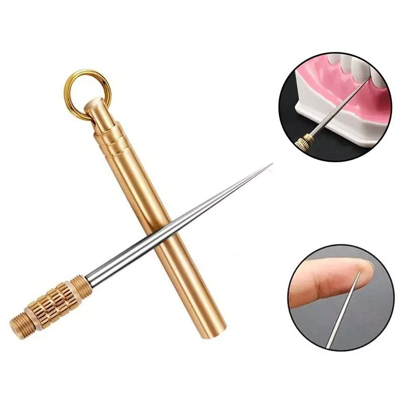 

1pcs Titanium Toothpick withProtective Holder, Non-Toxic, Waterproof Reusable Pocket Size Portable with Key Ring