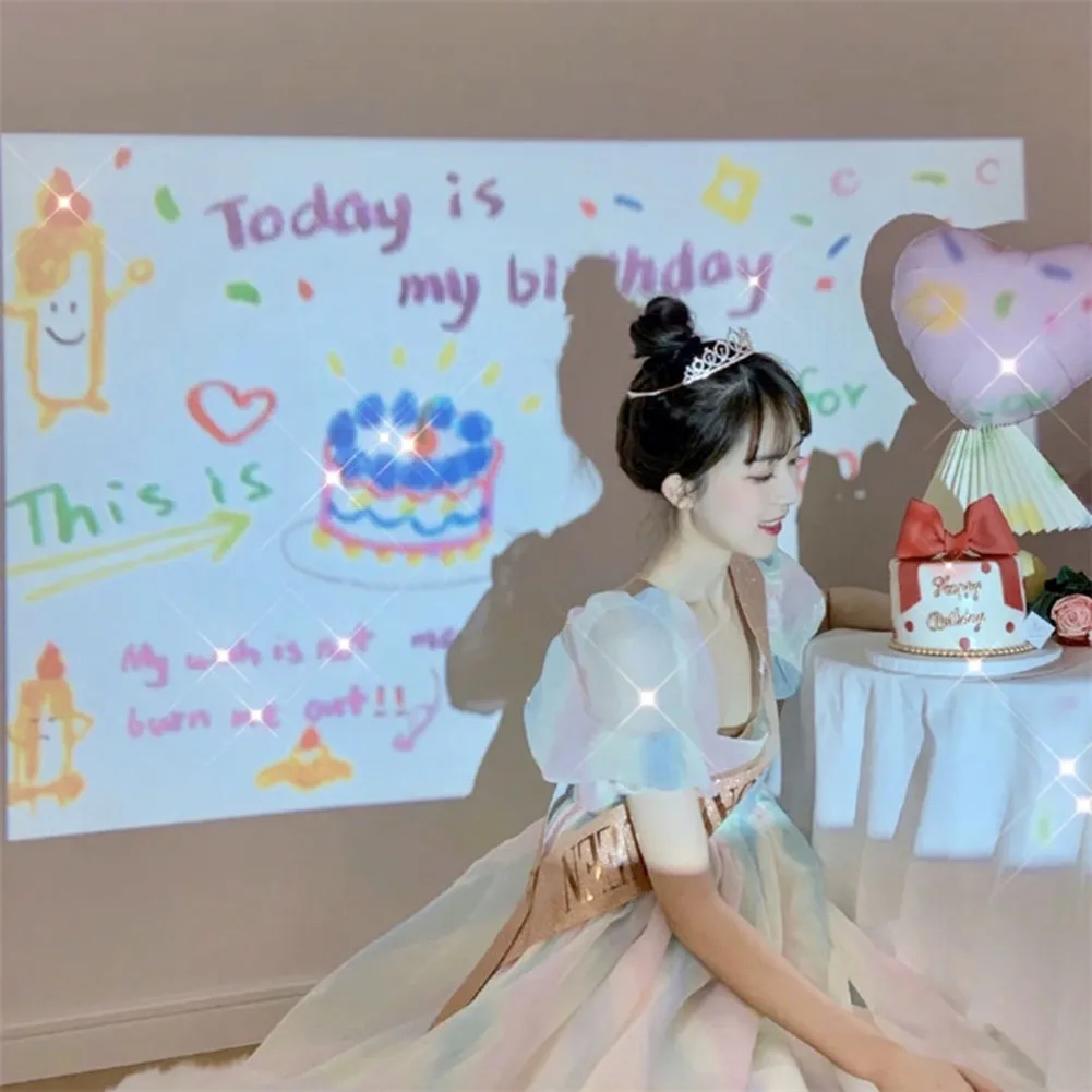 

Birthday Projector Light Photo Projection Atmosphere Night Light for Kids Child Birthday Gift Home Bedroom Party Props